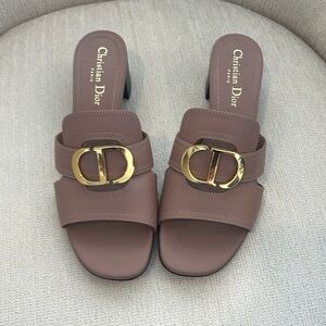 Christian Dior 30 Montaigne Powder Pink Block Heel Sandal Size 8